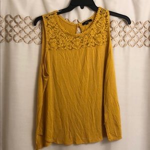 Ambiance Mustard Lace Detail Tank
